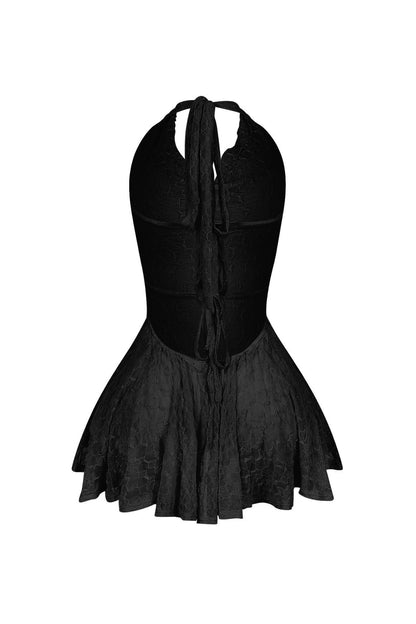 Hattie Lace Halter Cowl Mini Dress