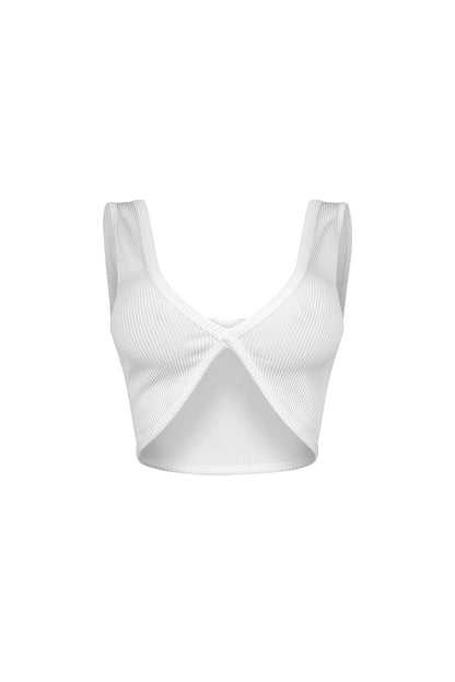 Journee Deep V Ribbed Crop Top