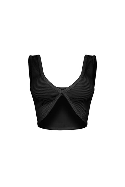 Journee Deep V Ribbed Crop Top