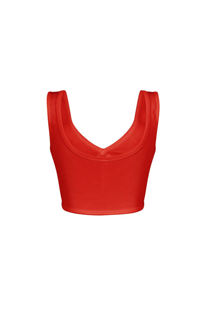 Journee Deep V Ribbed Crop Top