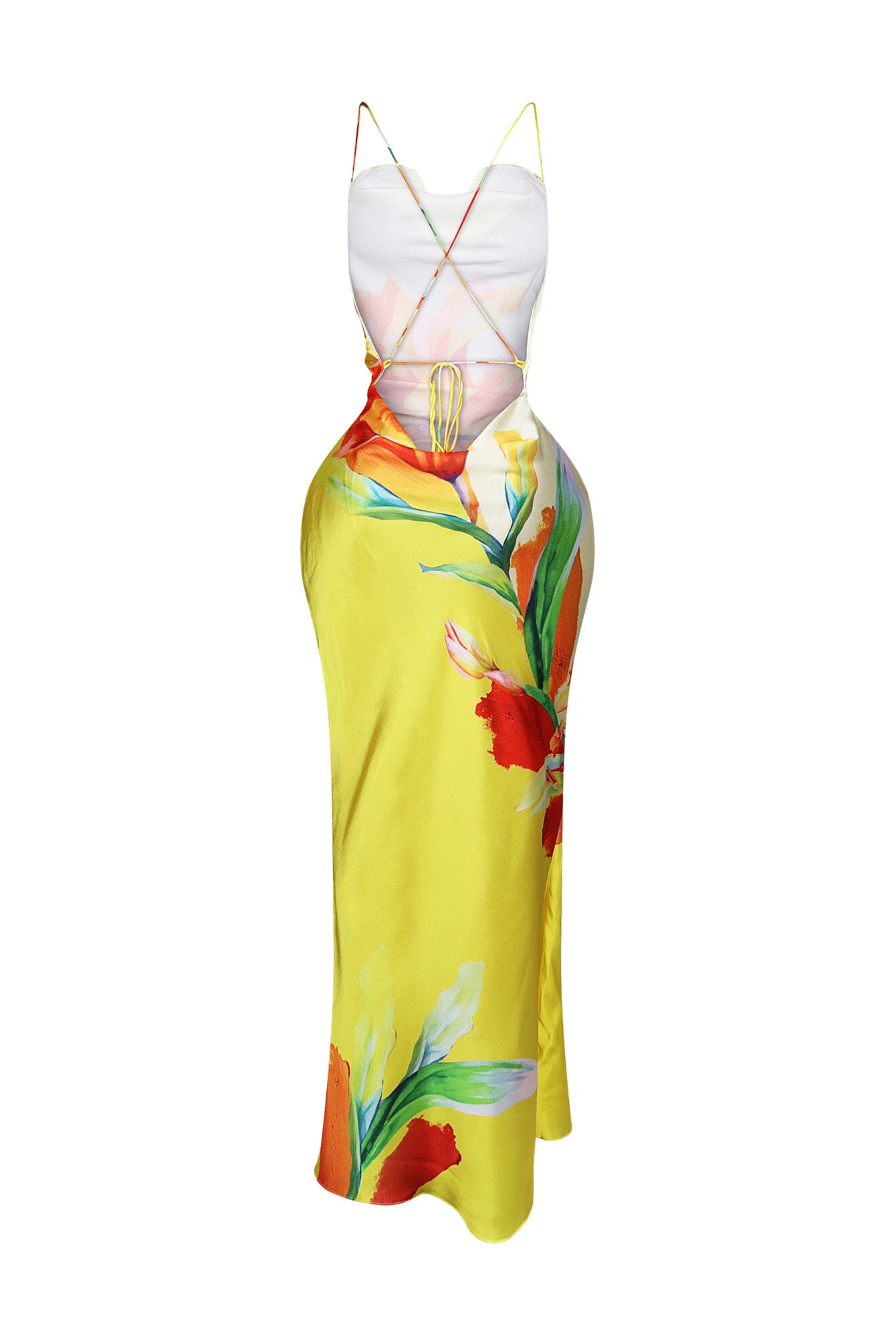 Fluid Bias Cut Satin Tank Maxi Dress