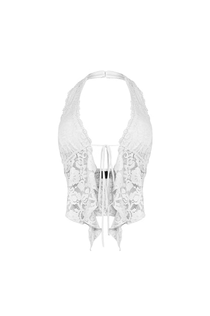 Flora Floral Lace Halter Crop Top