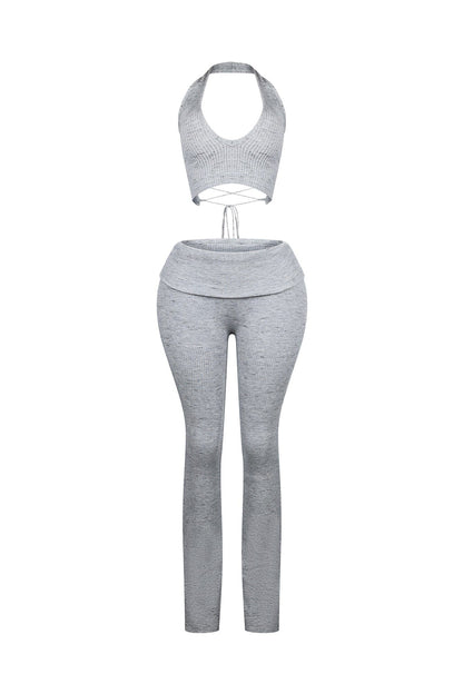 Riptide Ribbed Knit Halter Top & Pants SET