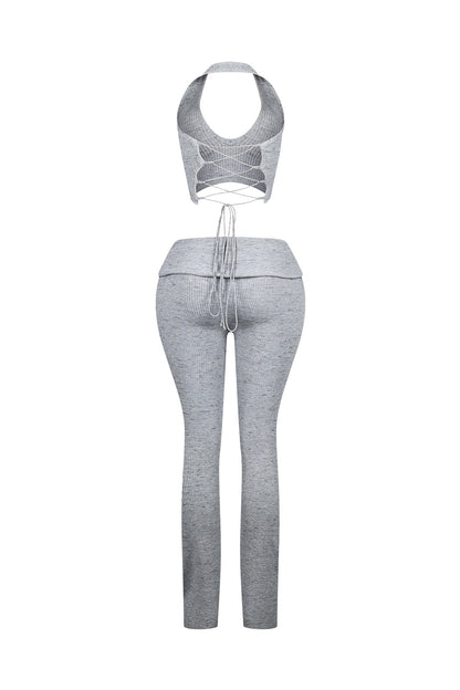 Riptide Ribbed Knit Halter Top & Pants SET
