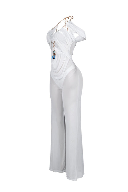 Myllure Mesh Chain Halter Jumpsuit