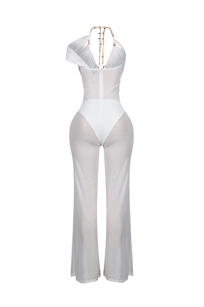 Myllure Mesh Chain Halter Jumpsuit