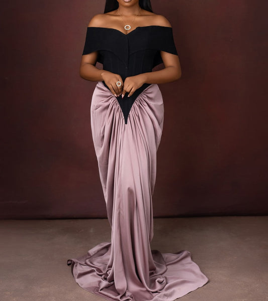 Off-Shoulder Fishtail Shape Stitching Dress