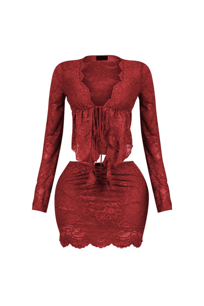 Elarose Lace Top & Skirt SET