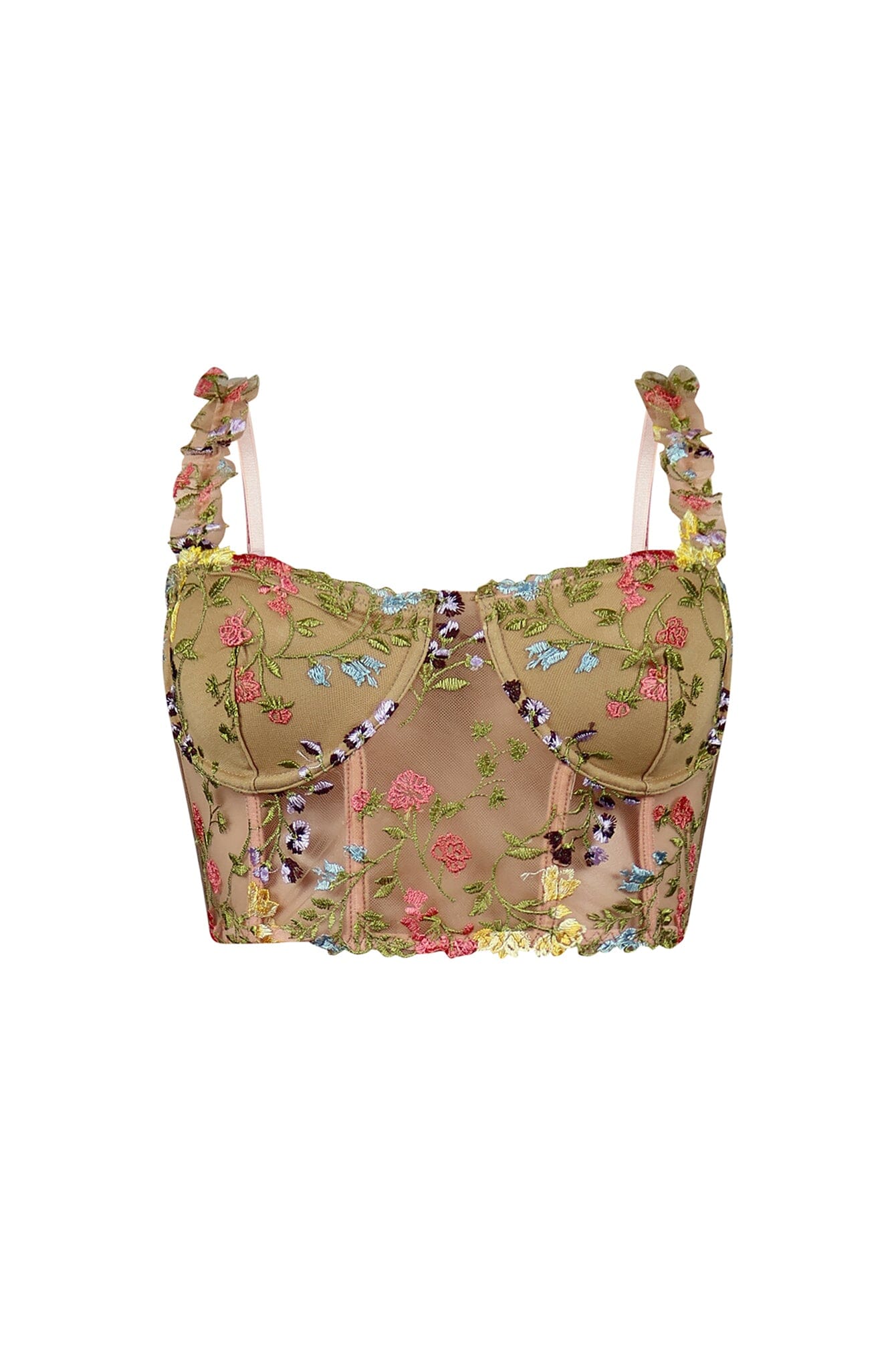 Floral Fantasia Embroidered Bustier Top