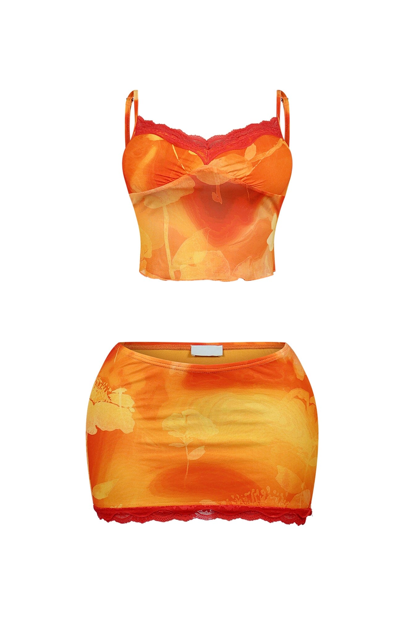 Summer Sunset Mesh Bustier Top & Skirt SET