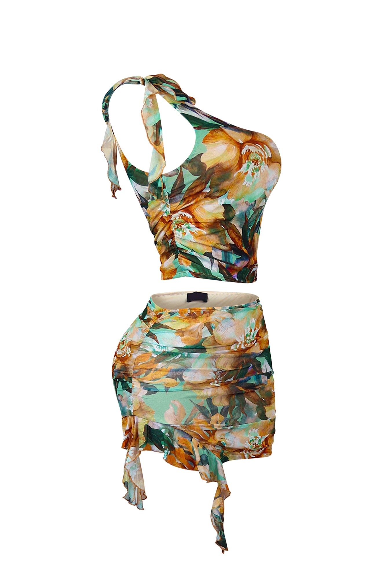 Noche Print Mesh Top & Skirt SET