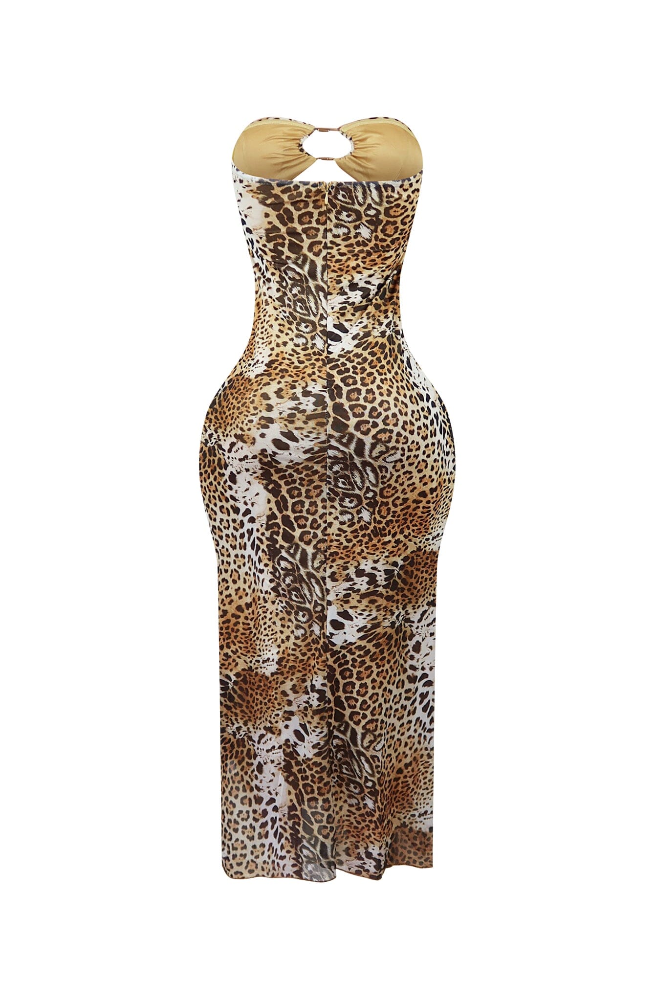 Savage Leopard Mesh Ruffle Long Dress