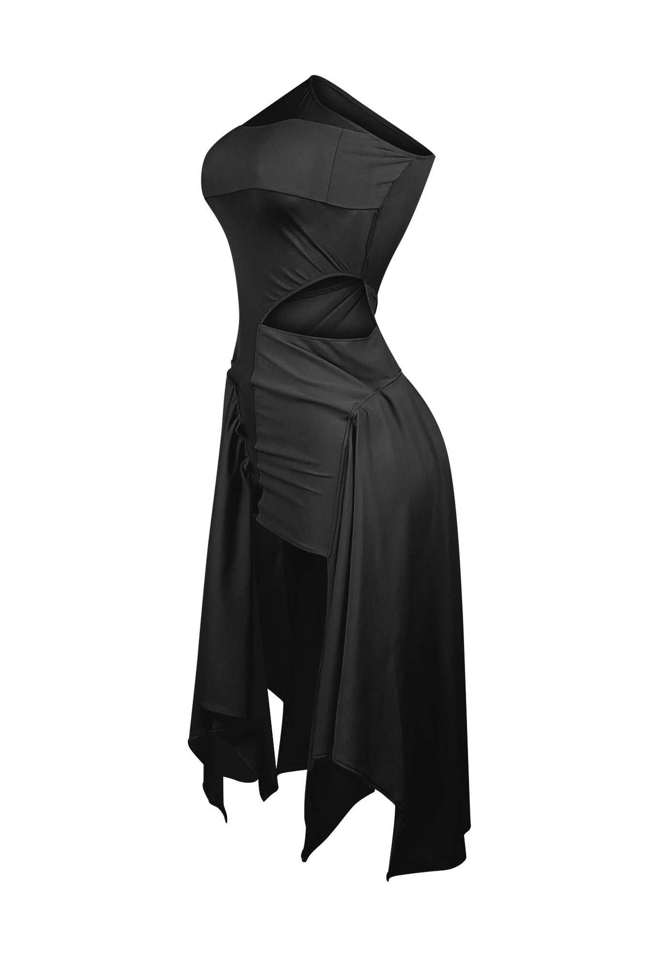 Chicism Mesh Contrast Asymmetrical Dress