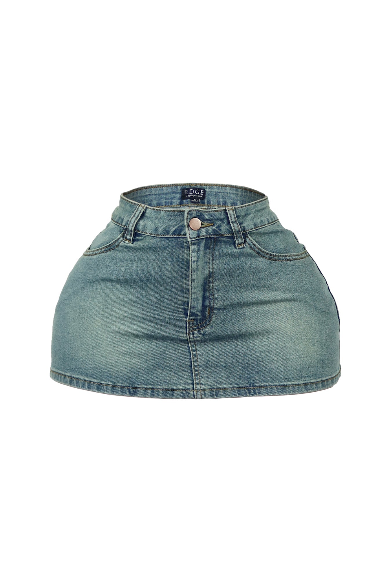 Elise Vintage Wash 23 Patched Denim Mini Skirt