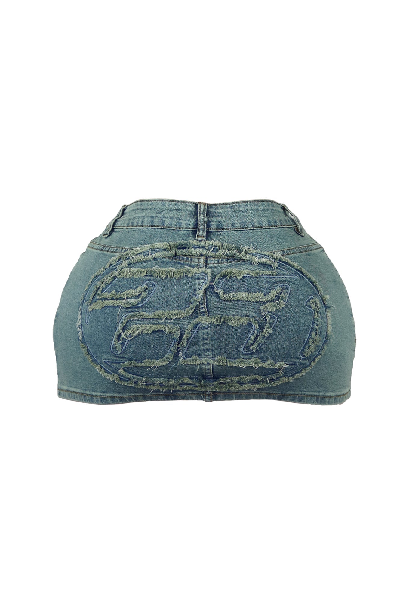 Elise Vintage Wash 23 Patched Denim Mini Skirt