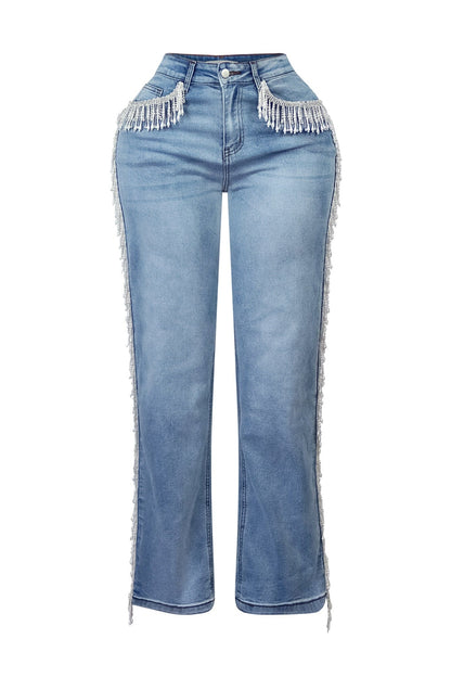 Sweet Dreams Pearl Fringe Denim Jeans