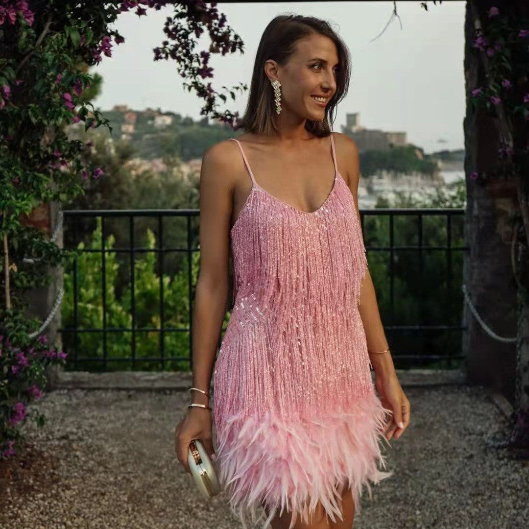 Attractive Sequin Fringe Mini Dress