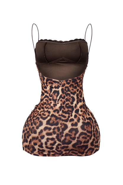 In The Mood Mesh Leopard Mini Dress