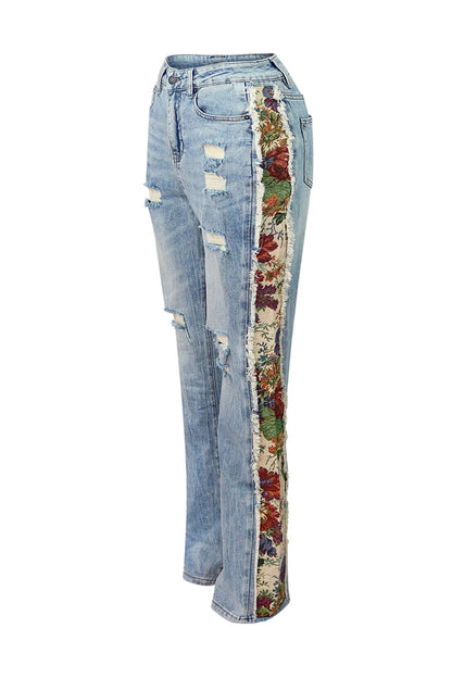 Jesse Tapestry Contrast Denim Jeans