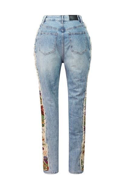 Jesse Tapestry Contrast Denim Jeans