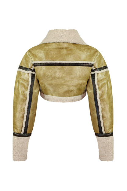 Jana Washed PU Mustang Crop Jacket