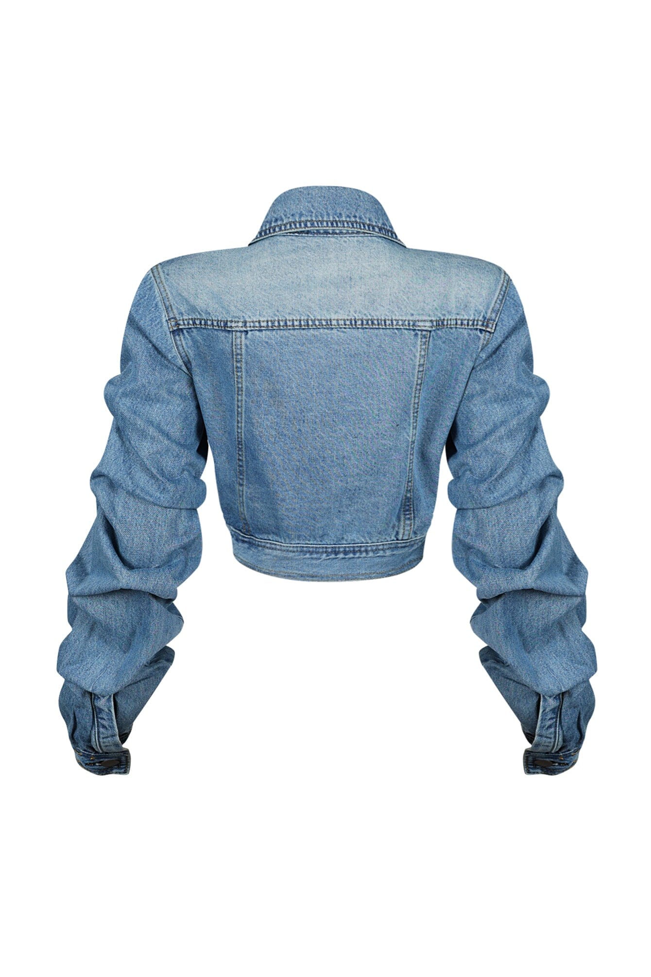 Jodie Denim Ruffle Scrunch Crop Jacket