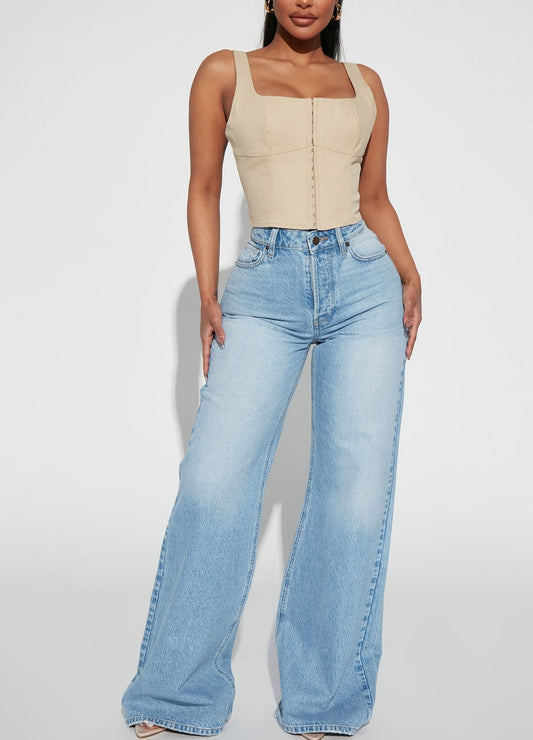 Meant To Be Non Stretch Wide Leg Jeans