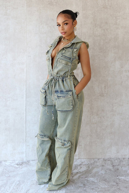 Hold Up Denim Jumpsuit