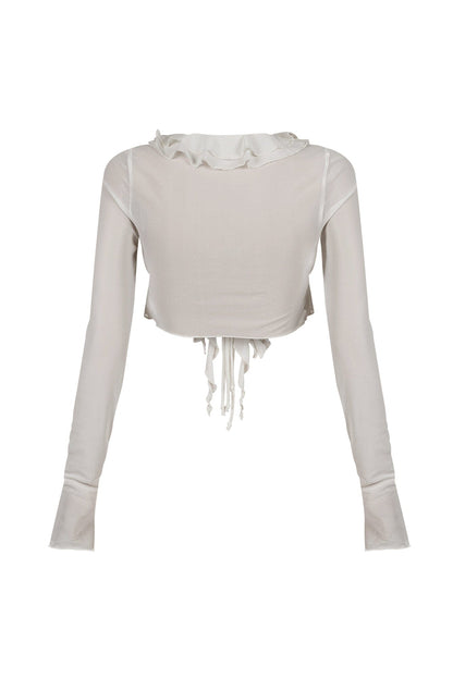 Johanna Mesh Ruffle Blouse Top