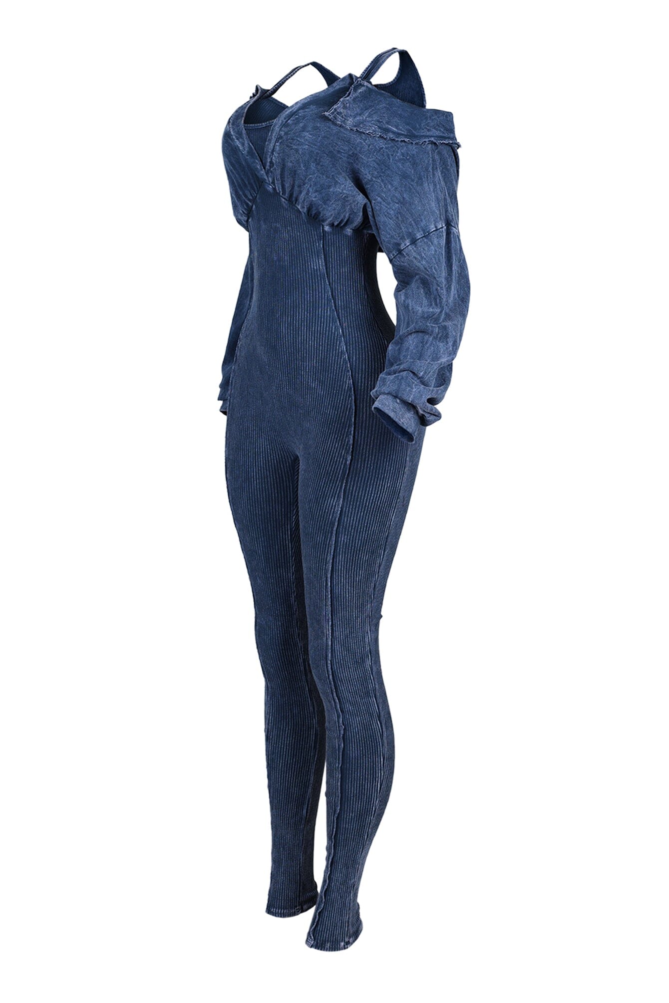 Camila Mineral Washed Cold Shoulder Hoodie Jumpsuit