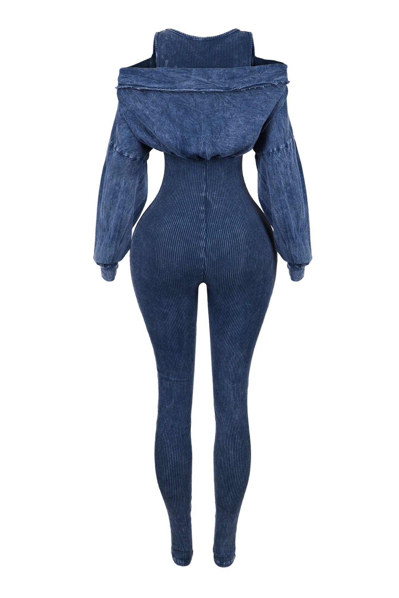 Camila Mineral Washed Cold Shoulder Hoodie Jumpsuit