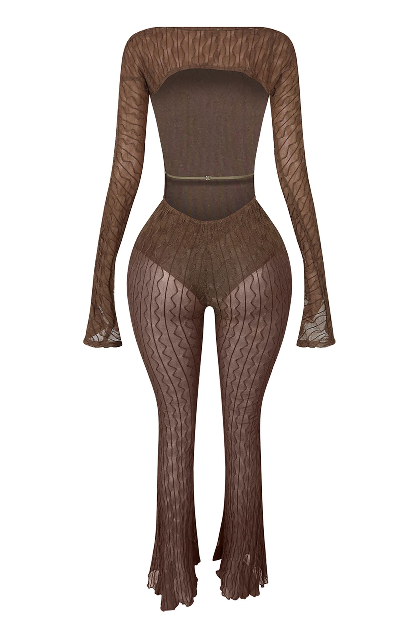 Alexi Mesh Textured Jumpsuit With Shrug