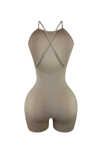 Brianna Ribbed X Back Knit Romper