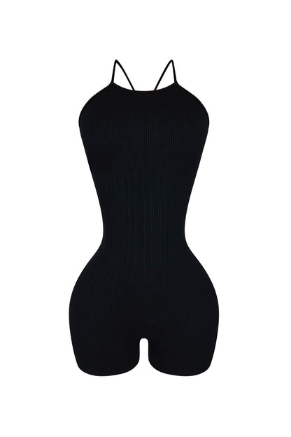 Brianna Ribbed X Back Knit Romper