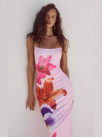 From Now On Mesh Print Maxi Dress