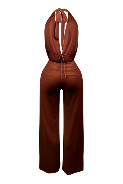 Evie Mesh Cowl Neck Jumpsuit Set