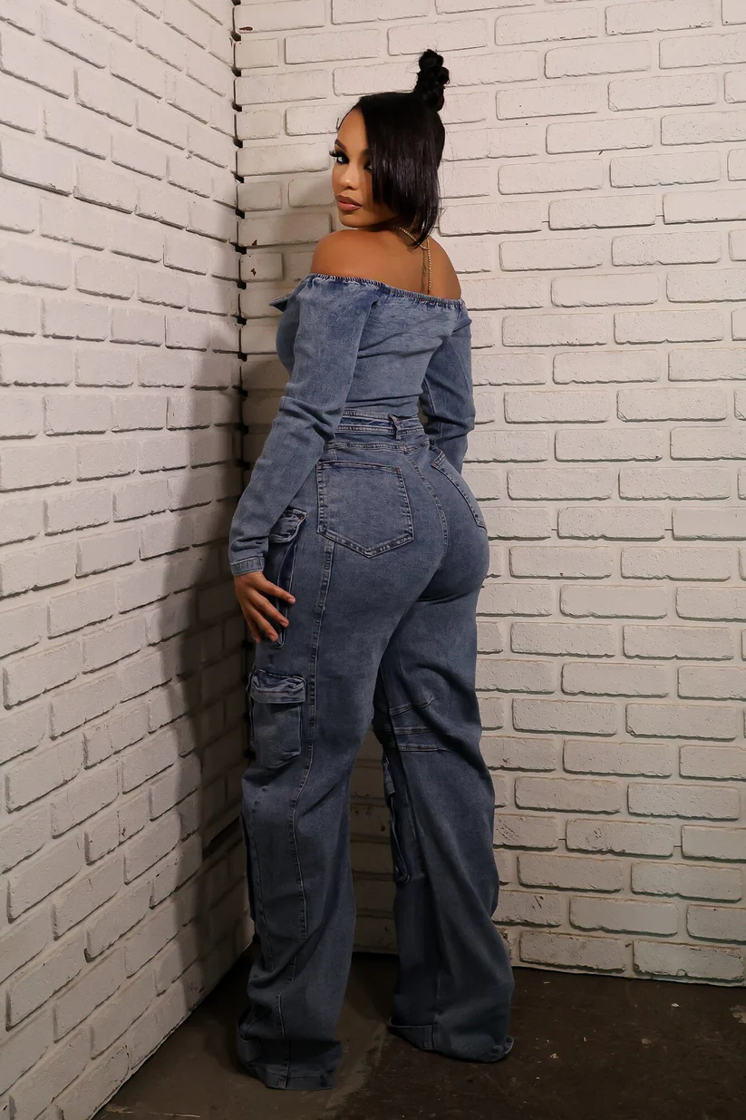 Ultimate Denim Off Shoulder Jumpsuit