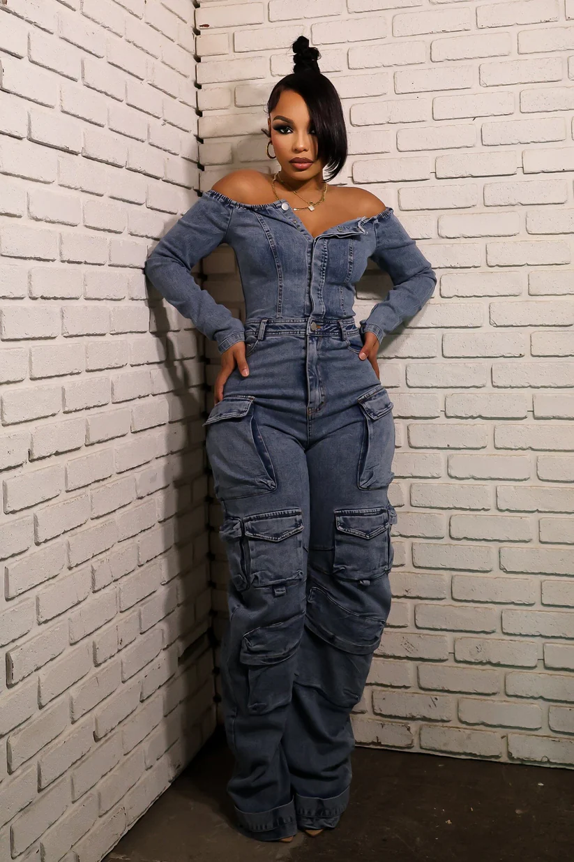 Ultimate Denim Off Shoulder Jumpsuit