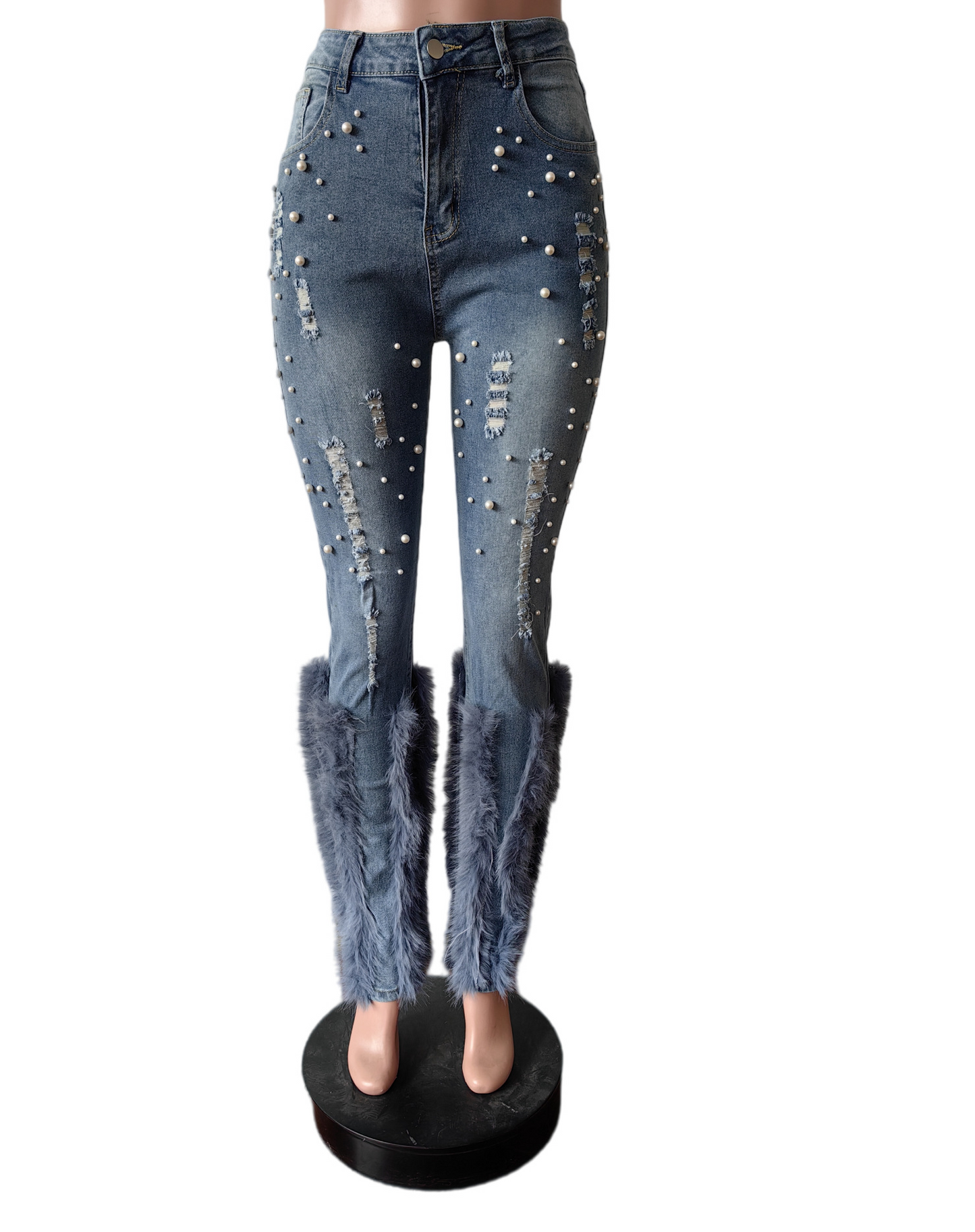 Feather Pearl Denim Pants