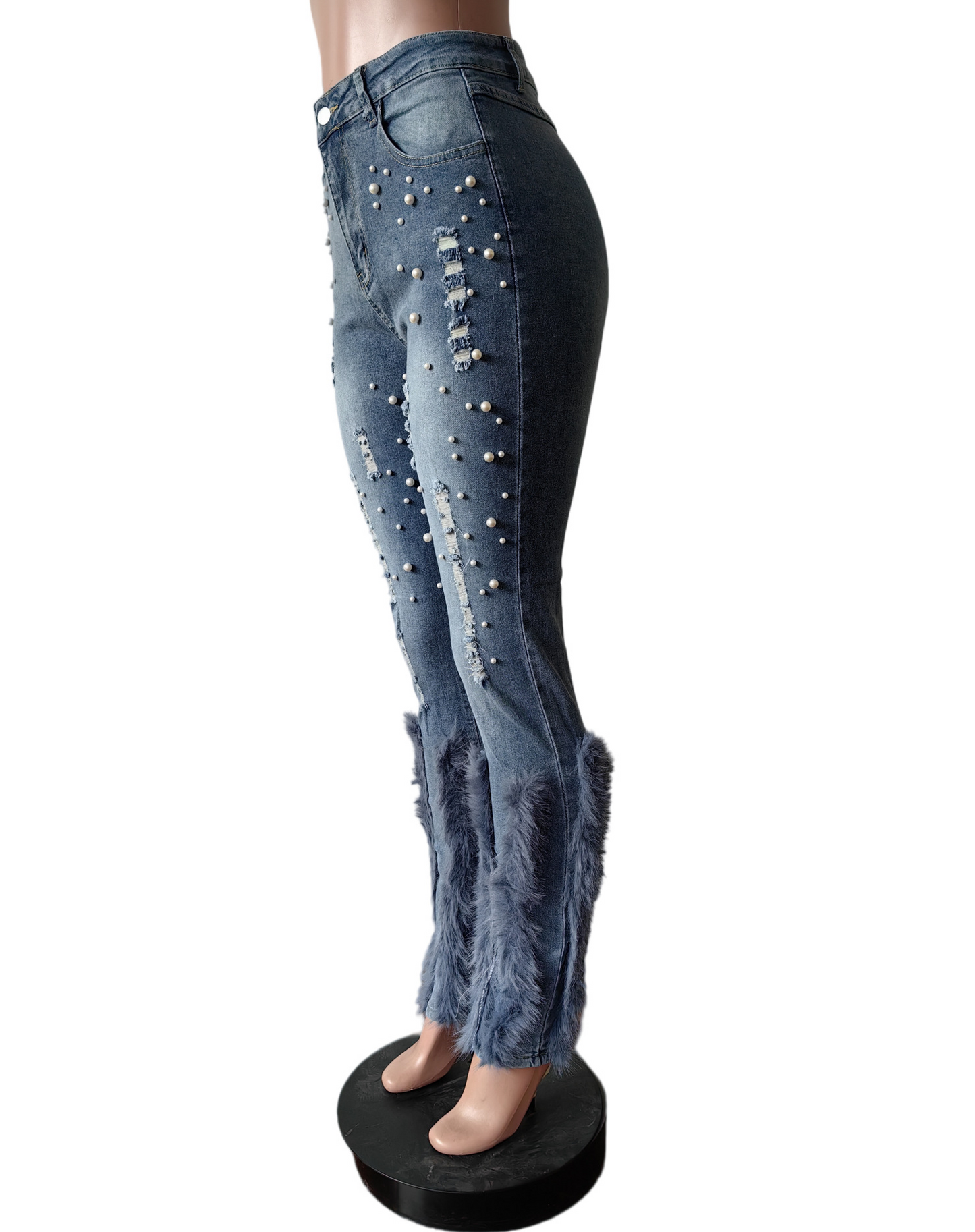 Feather Pearl Denim Pants