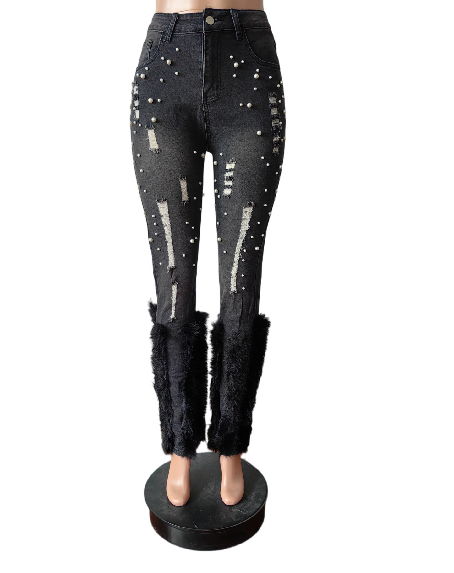 Feather Pearl Denim Pants