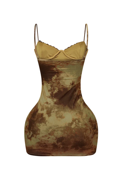 Mula Print Mesh Underwire Bustier Mini Dress