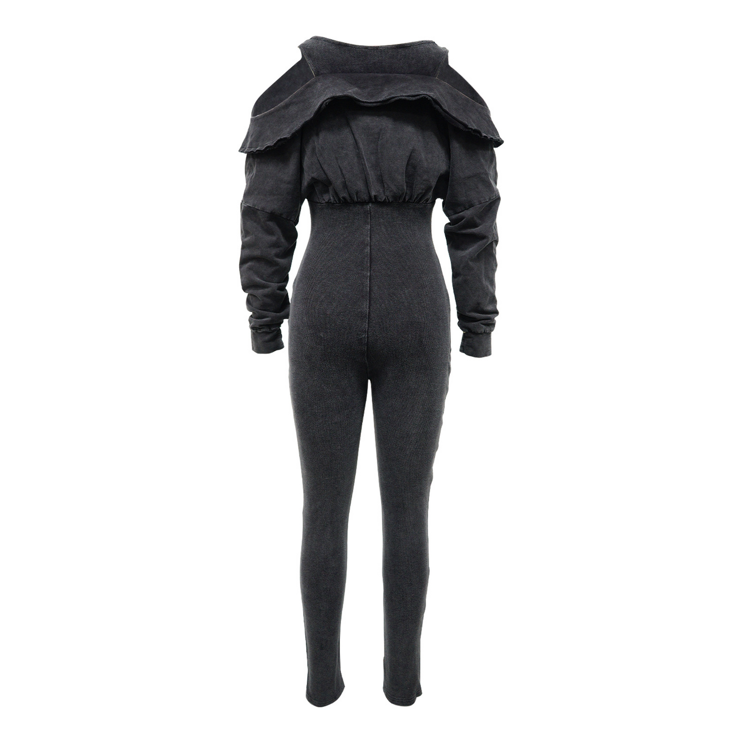 Camila Mineral Washed Cold Shoulder Hoodie Jumpsuit