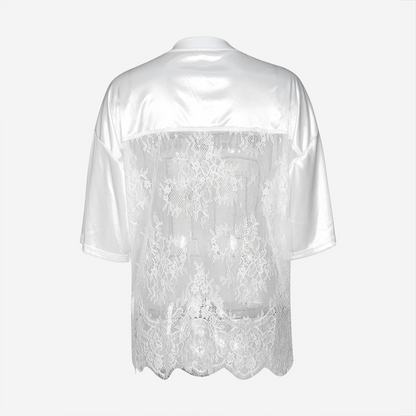 Kaylor V-neck Oversized Lace Jersey Top