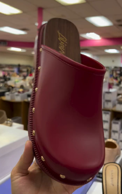 Leather Studded Trim Closed Toe Slide