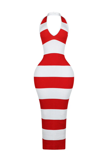 New Era Ribbed Knit Color Block Maxi Dress