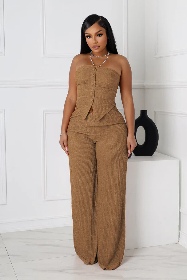 Imari Button Detail Tube Top & Pants SET