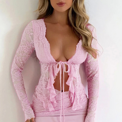 Elarose Lace Top & Skirt SET