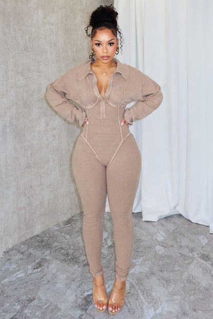 Baddie Mineral Washed Corset Jumpsuit