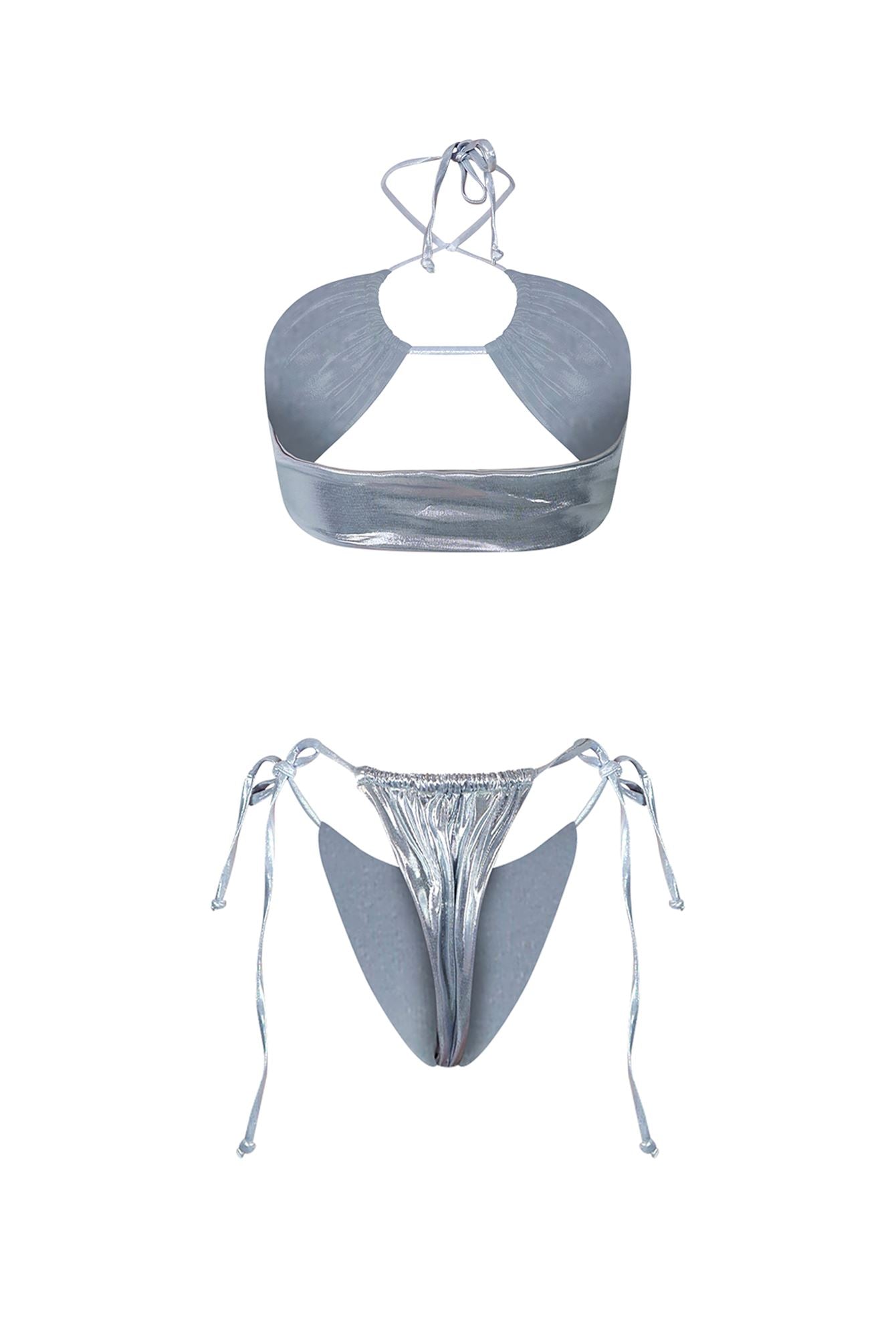 Mina Metallic Halter Bikini SET